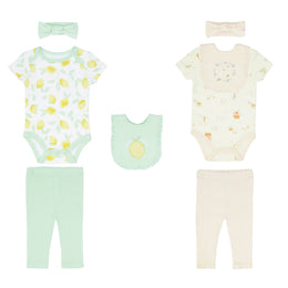 Body Manga Corta + Pantalón Largo + Diadema + Babero