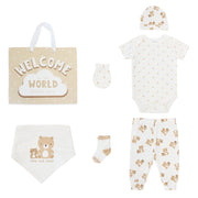Body + pantalon largo + medias + mitones + babero + bolsa